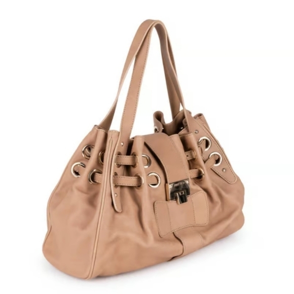 Jimmy Choo - Taupe Leather "Ramona" Shoulder Satchel - Picture 3 of 15